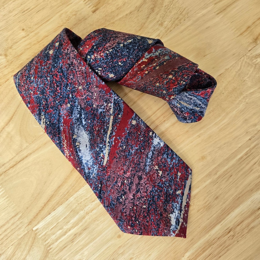 Vintage Henri Christian Silk Tie 4" x 55" Abstract‎ 1990s Made in Great Britain